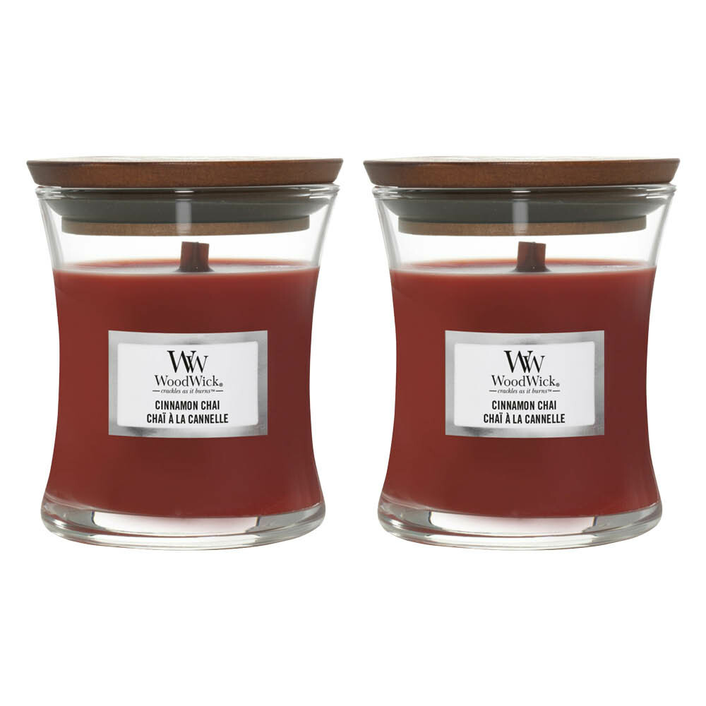 2x WoodWick Geurkaars Mini Cinnamon Chai 85 gr