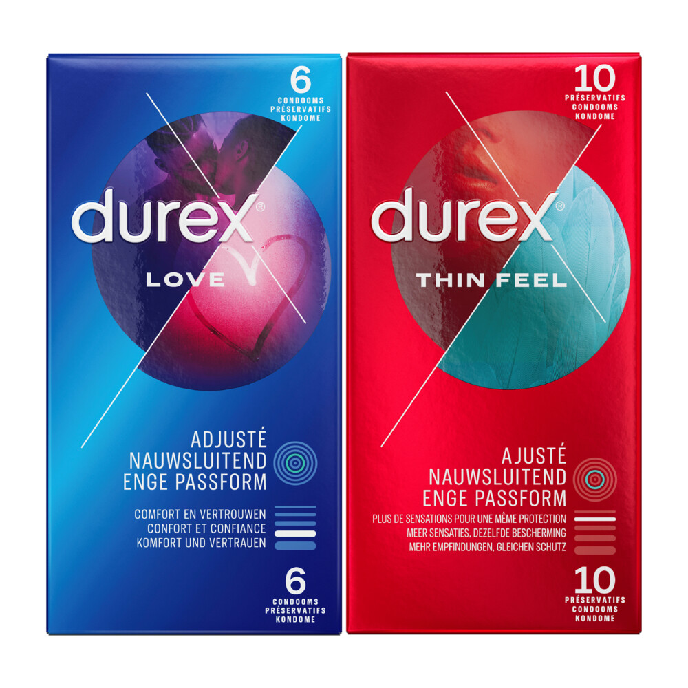 Durex Love Condoooms 6 stuks&Thin Feel Condooms 10 stuks Pakket