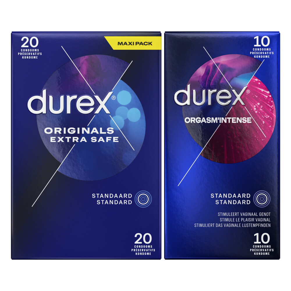 Durex Extra Safe Condooms 20 stuks&Orgasm Intense Condooms 10 stuks Pakket