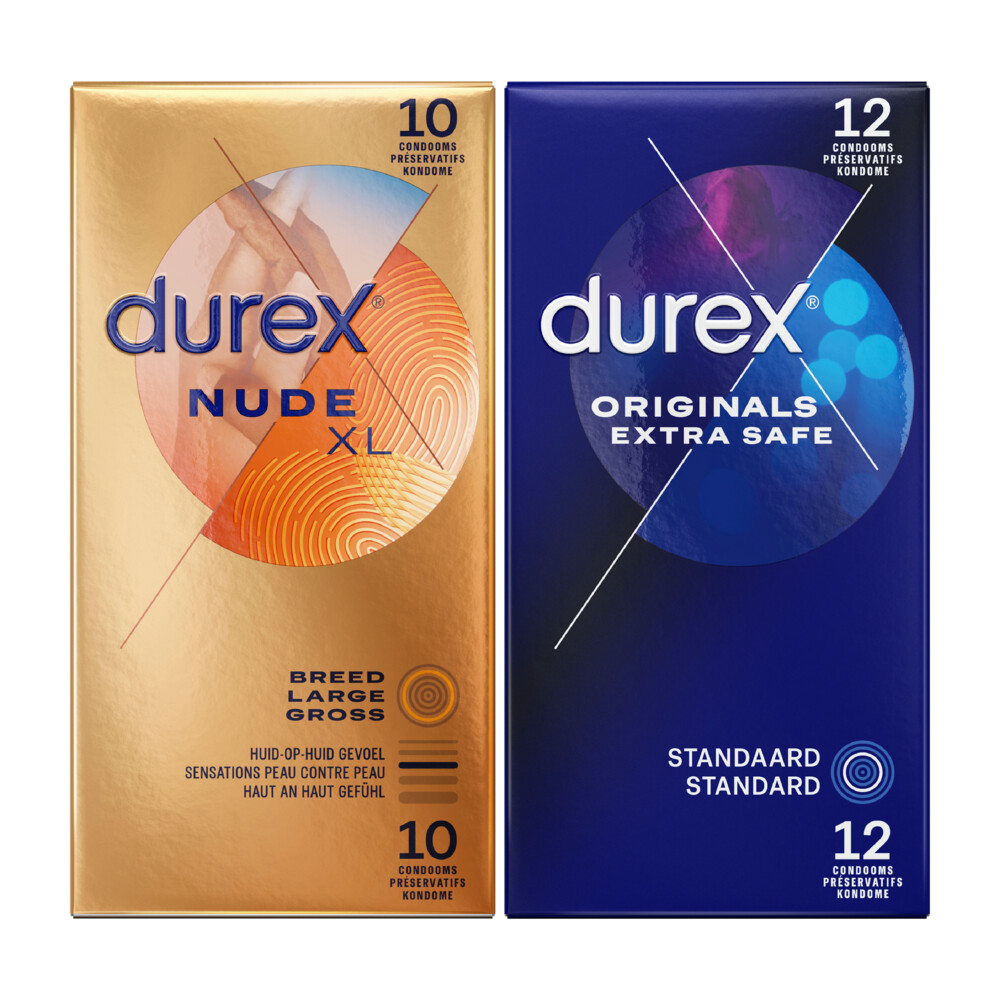 Durex Originals XXL Condooms 12 stuks&Nude XL Condooms 10 stuks Pakket