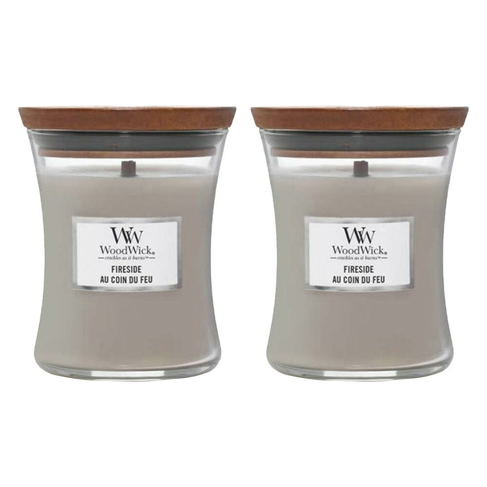 2x WoodWick Geurkaars Medium Fireside 275 gr