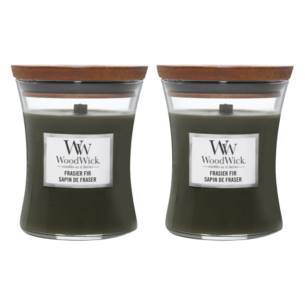 2x WoodWick Geurkaars Medium Frasier Fir 275 gr