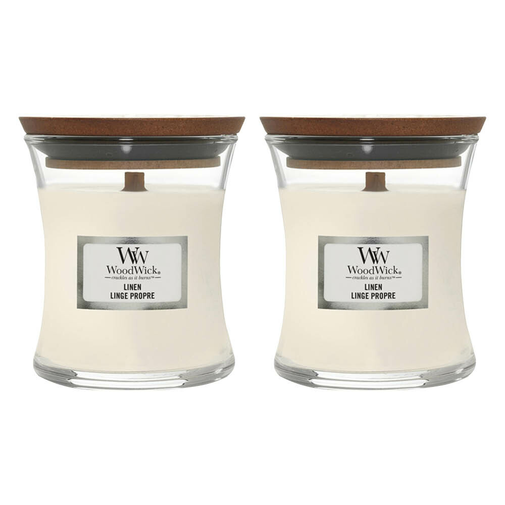 2x WoodWick Geurkaars Mini Linen 85 gr