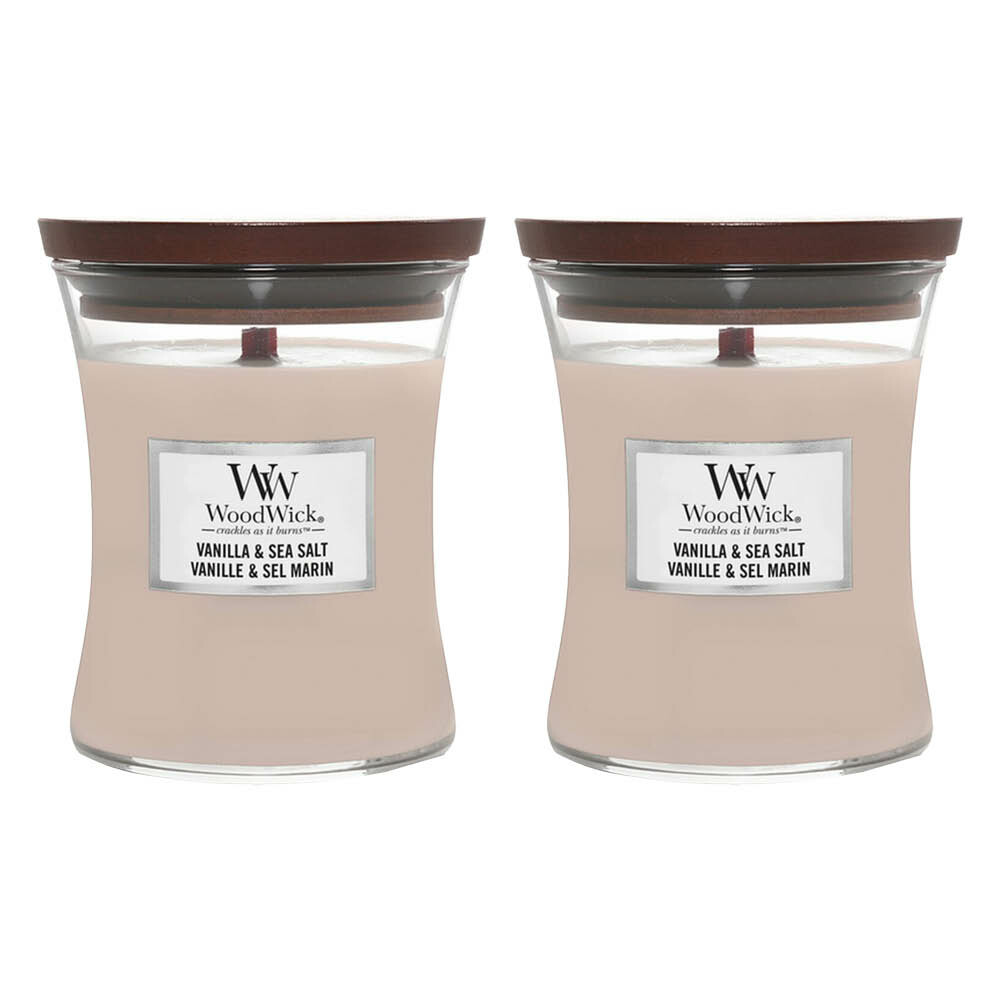 2x WoodWick Geurkaars Medium Vanilla&Sea Salt 275 gr