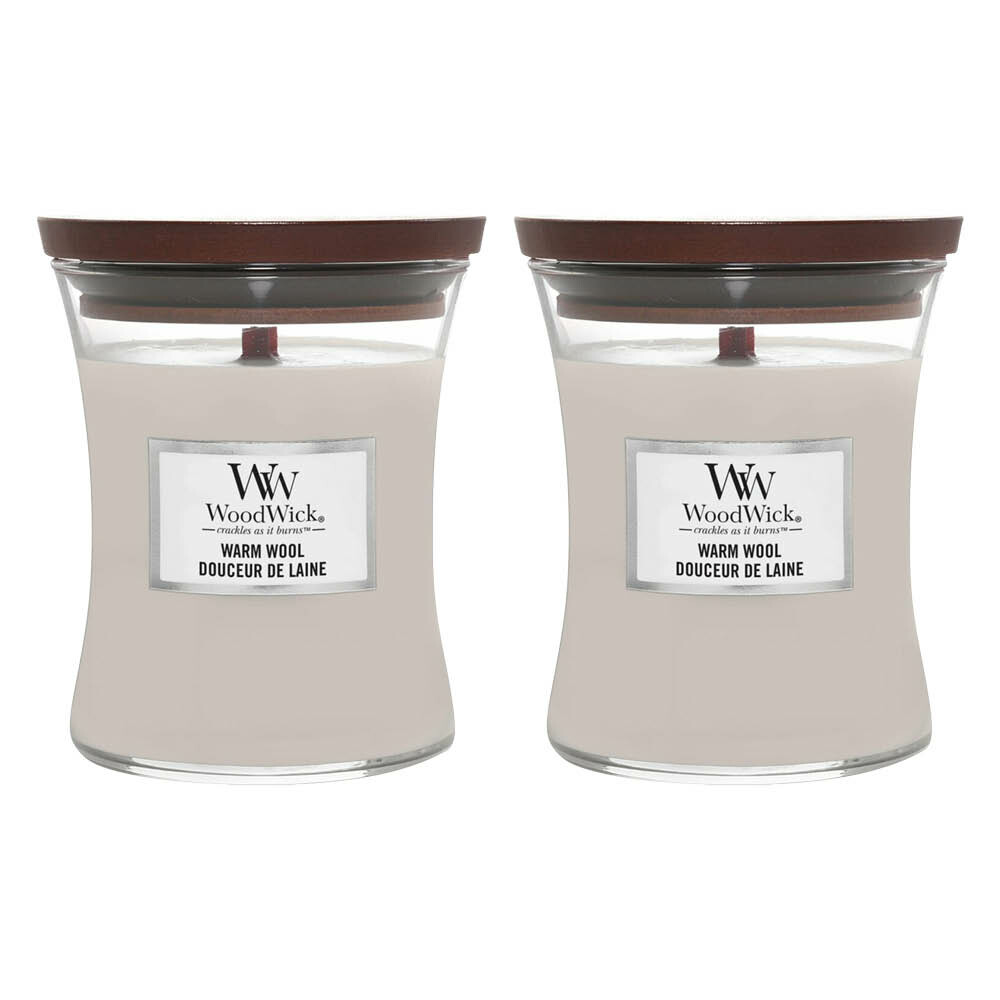 2x WoodWick Geurkaars Medium Warm Wool 275 gr