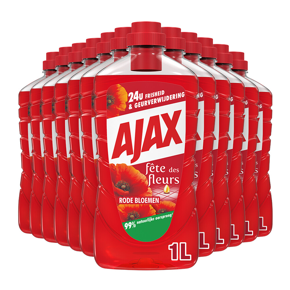 12x Ajax Allesreiniger Fete de Fleur Rode bloemen 1 liter