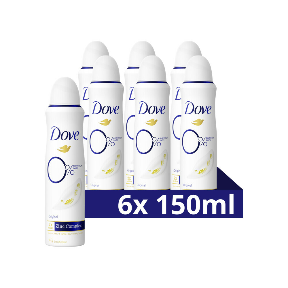 6x Dove Deodorant 0% Original 150 ml
