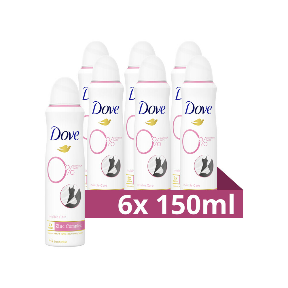 6x Dove Deodorant Spray 0% Invisible Care 150 ml