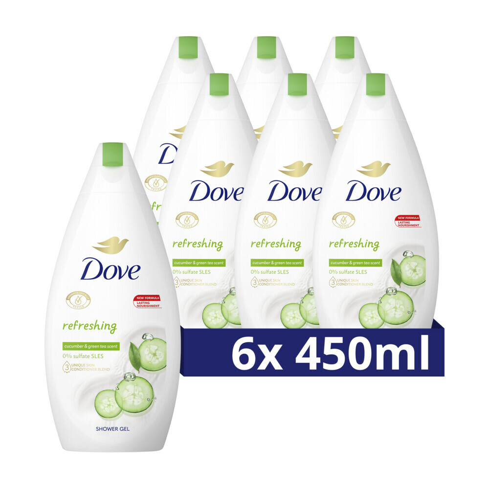 6x Dove Douchecreme Refreshing 450 ml