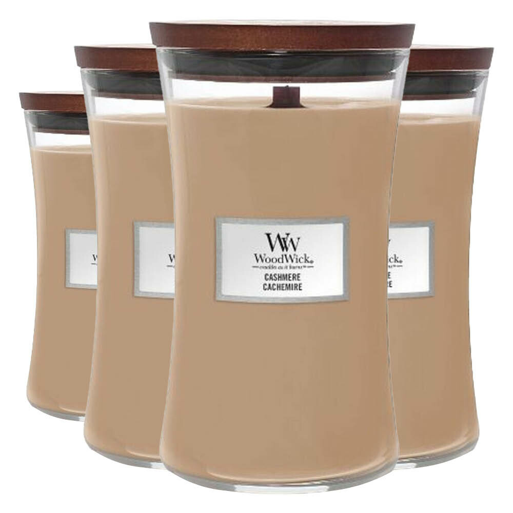 4x WoodWick Geurkaars Large Cashmere 611 gr