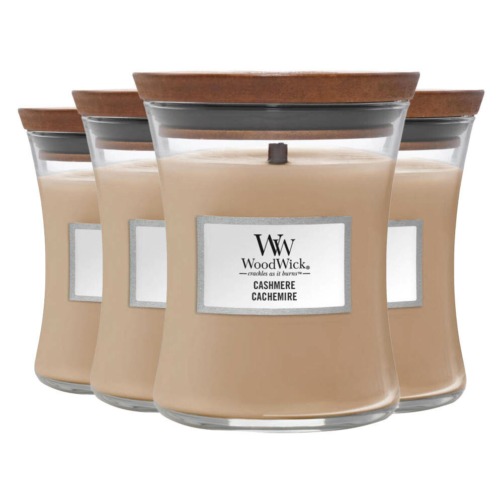 4x WoodWick Geurkaars Medium Cashmere 275 gr