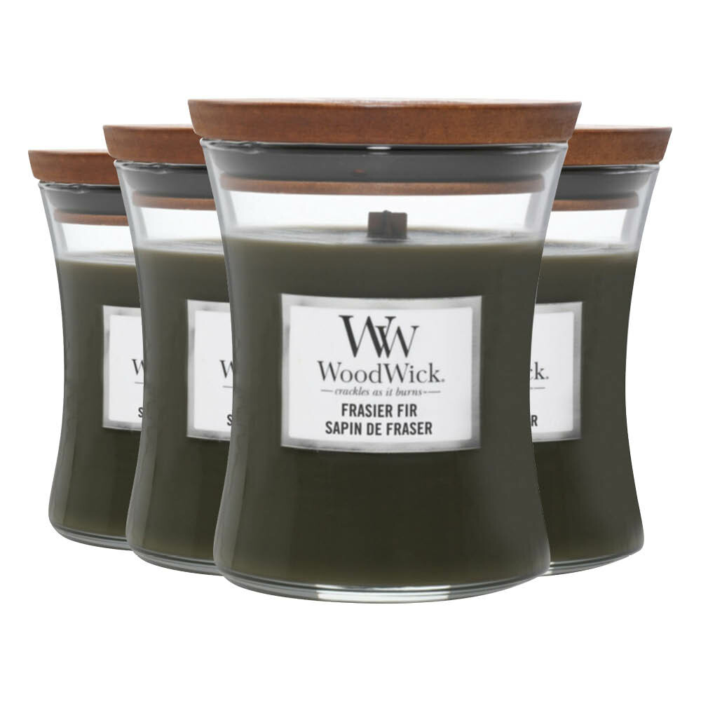 4x WoodWick Geurkaars Medium Frasier Fir 275 gr