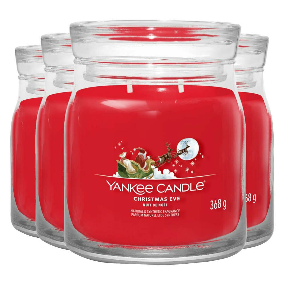 4x Yankee Candle Geurkaars Medium Jar Christmas Eve 368 gr