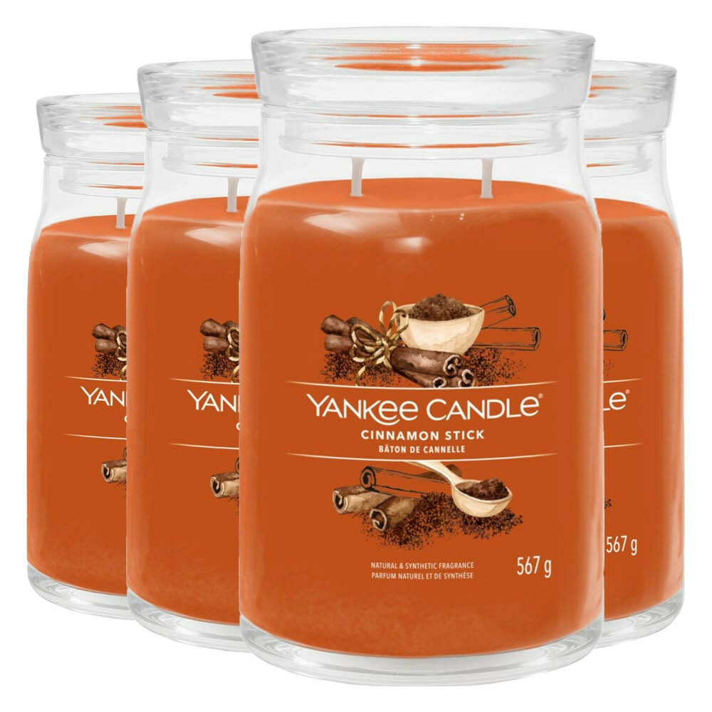 4x Yankee Candle Geurkaars Large Jar Cinnamon Stick 567 gr