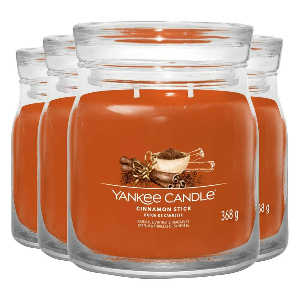 4x Yankee Candle Geurkaars Medium Jar Cinnamon Stick 368 gr