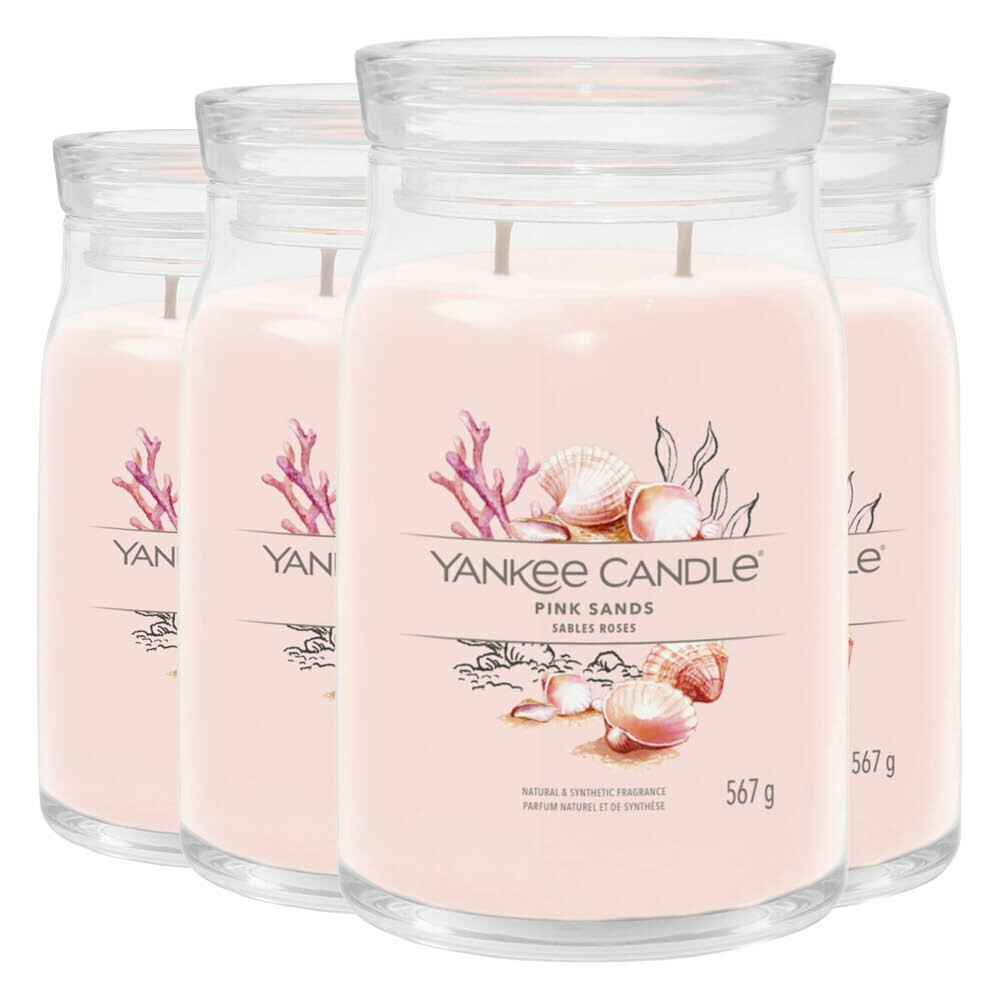 4x Yankee Candle Geurkaars Large Jar Pink Sands 567 gr