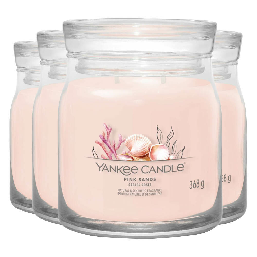 4x Yankee Candle Geurkaars Medium Jar Pink Sands 368 gr