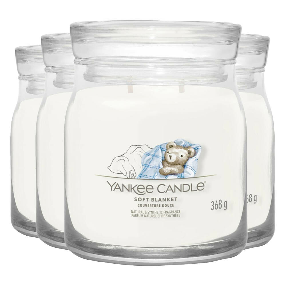 4x Yankee Candle Geurkaars Medium Jar Soft Blanket 368 gr