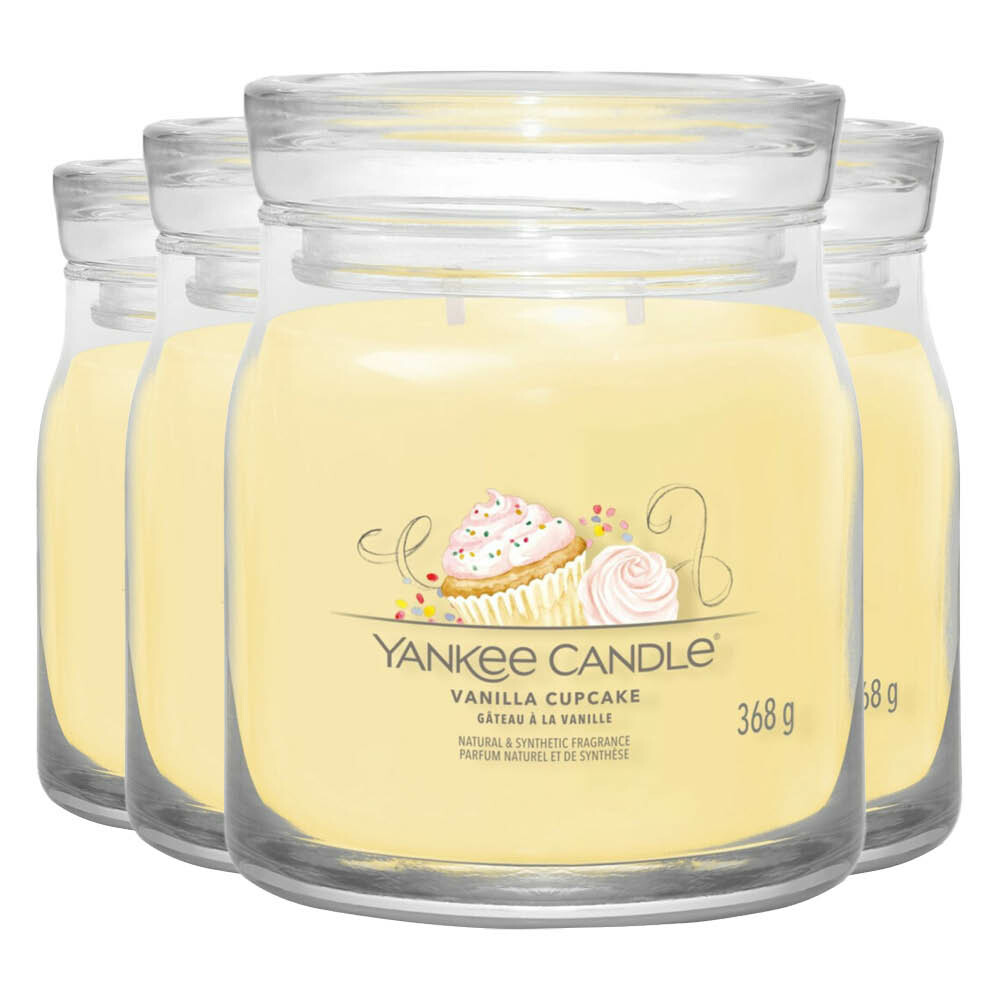 4x Yankee Candle Geurkaars Medium Jar Vanilla Cupcake 368 gr