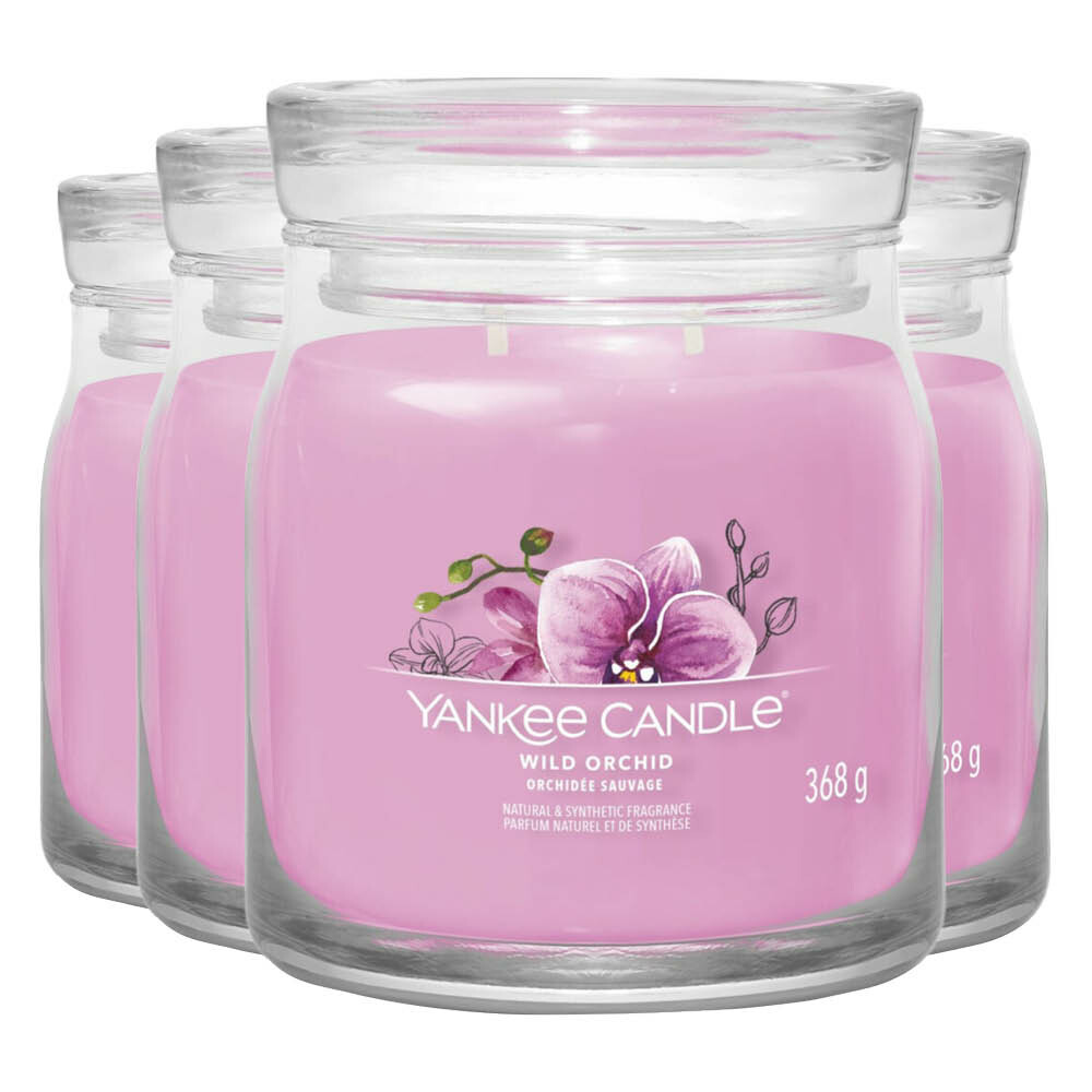 4x Yankee Candle Geurkaars Medium Jar Wild Orchid 368 gr