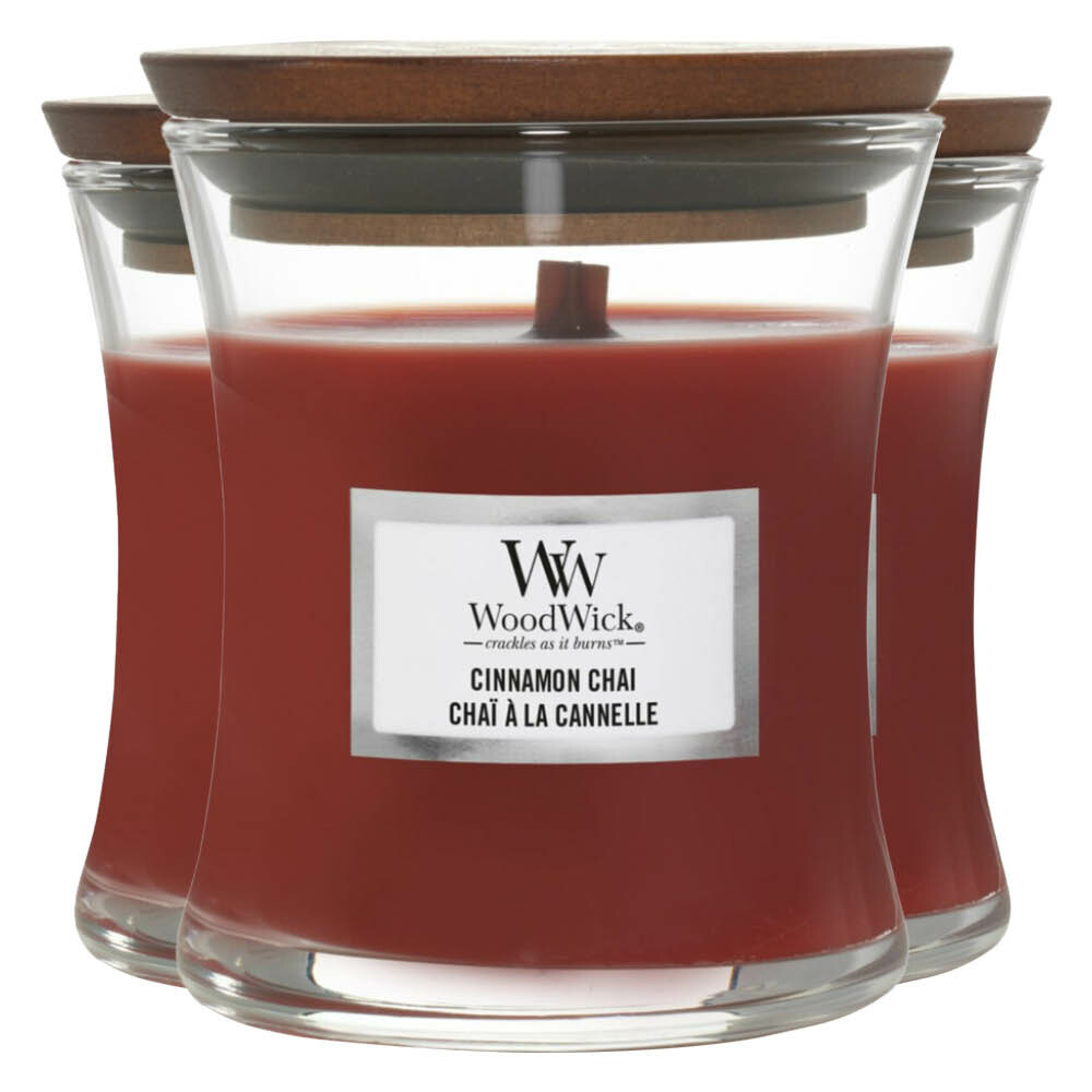 3x WoodWick Geurkaars Mini Cinnamon Chai 85 gr