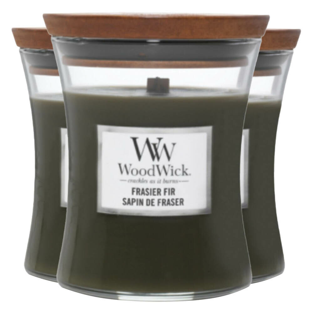 3x WoodWick Geurkaars Mini Frasier Fir 85 gr