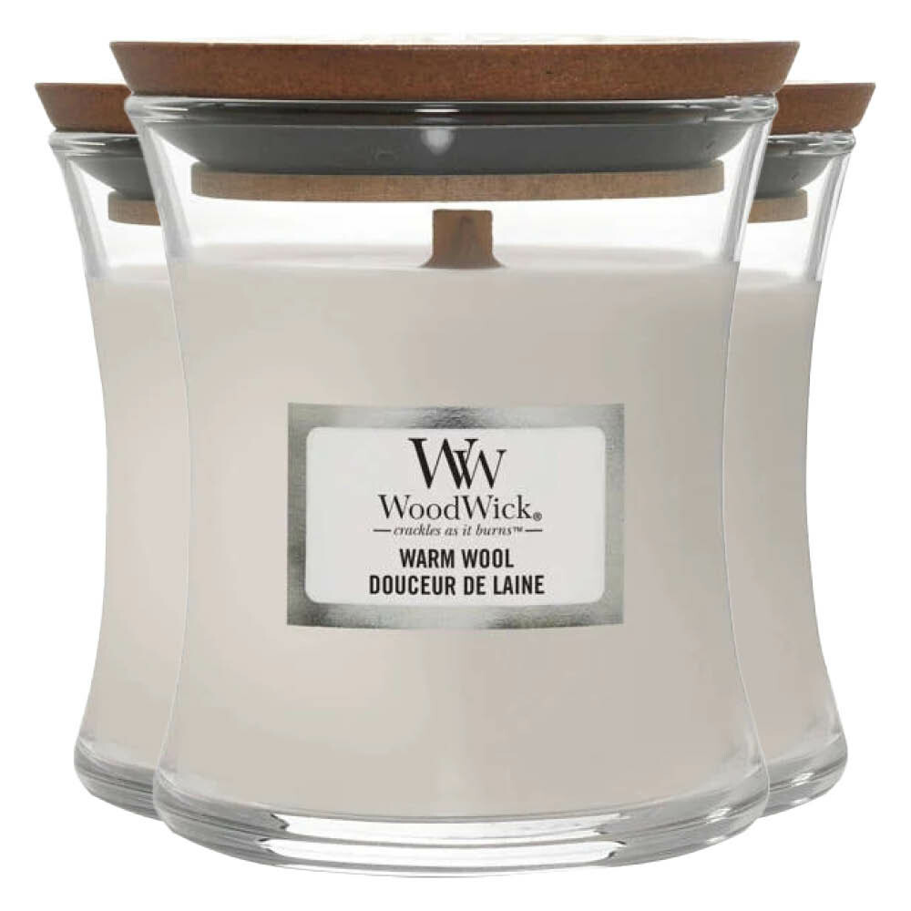 3x WoodWick Geurkaars Mini Warm Wool 85 gr
