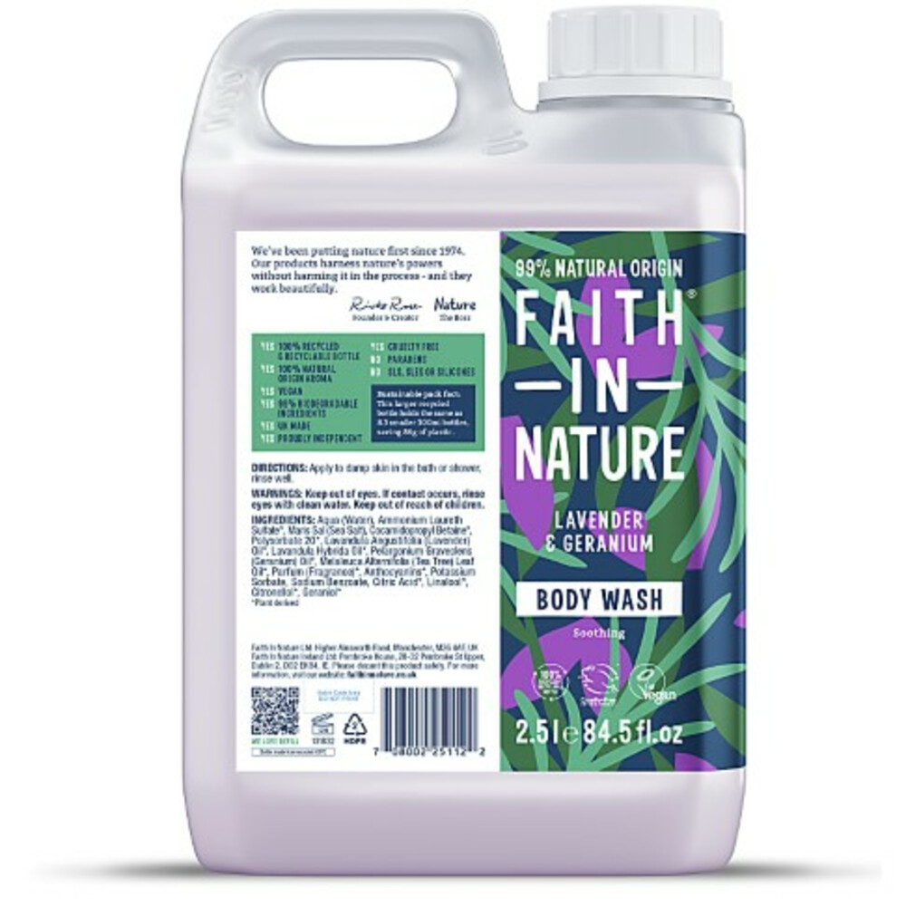 Faith In Nature Douchegel Navulling Lavendel&Geranium 5 lt