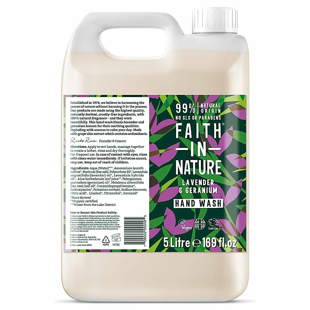 Faith In Nature Handzeep Navulling Lavendel&Geranium 5 liter