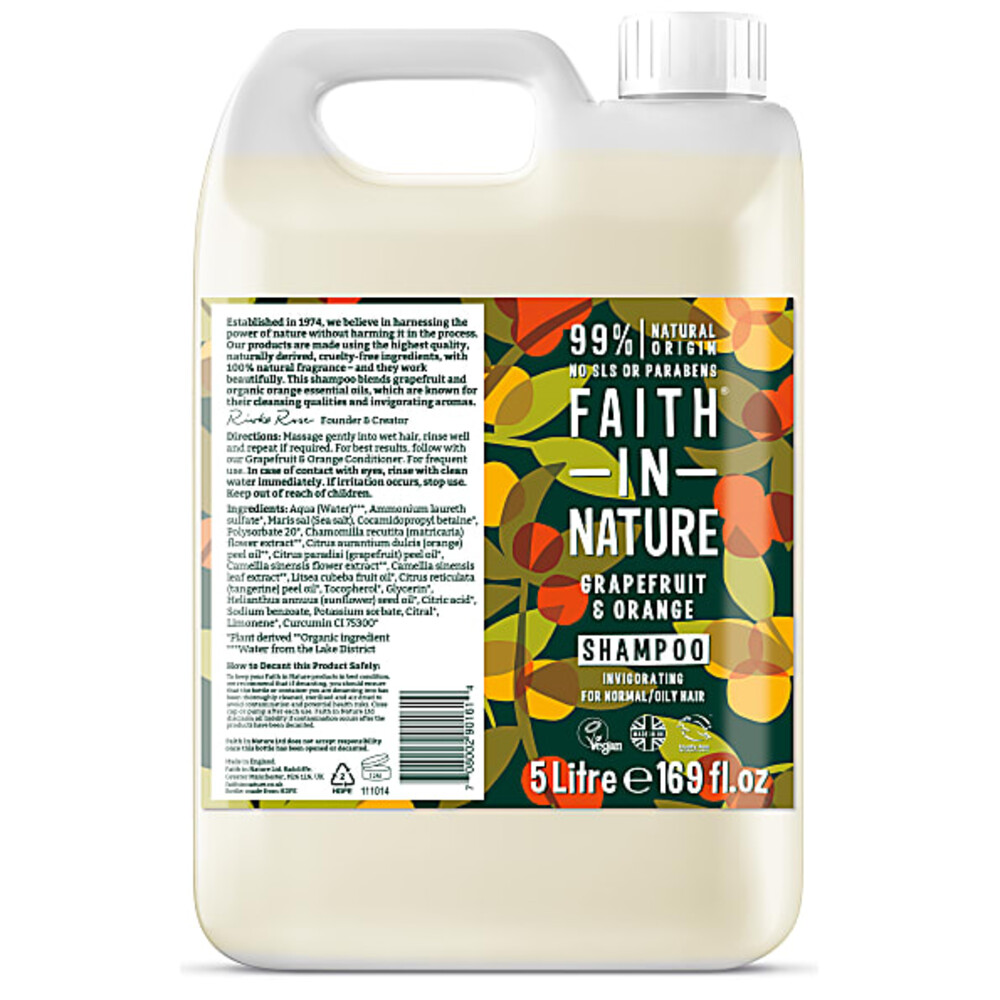 Faith In Nature Shampoo Navulling Grapefruit&Orange 5 liter