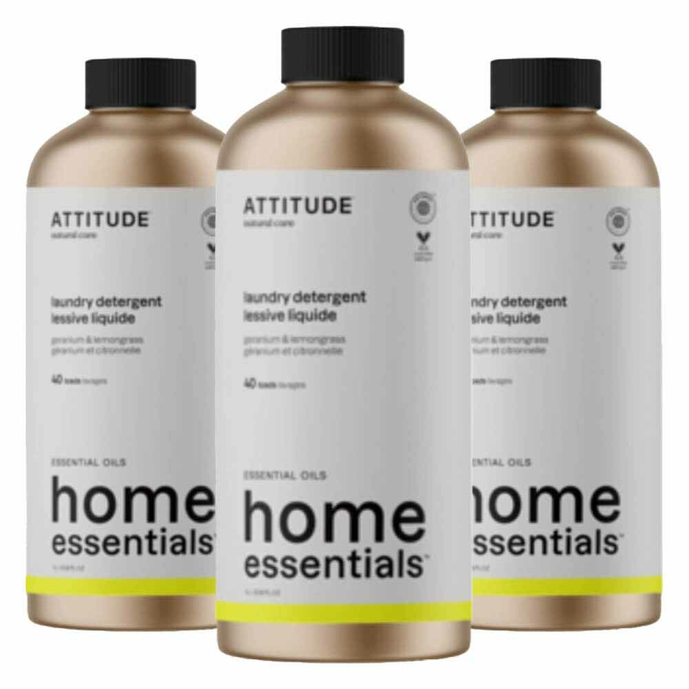 3x Attitude Wasmiddel Geranium Lemongrass 40 Wasbeurten 1000 ml