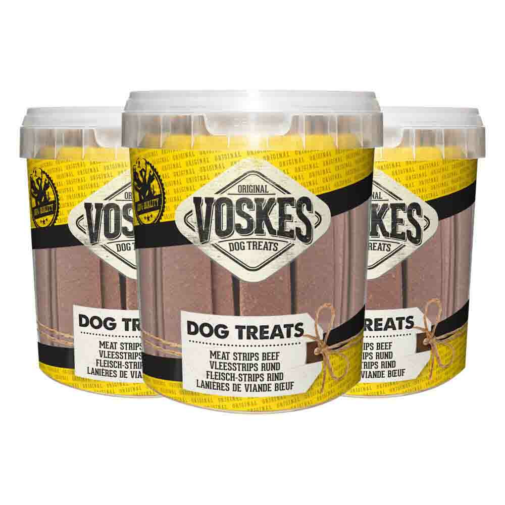 3x Voskes Emmer Vleesstrips Rund 600 gr