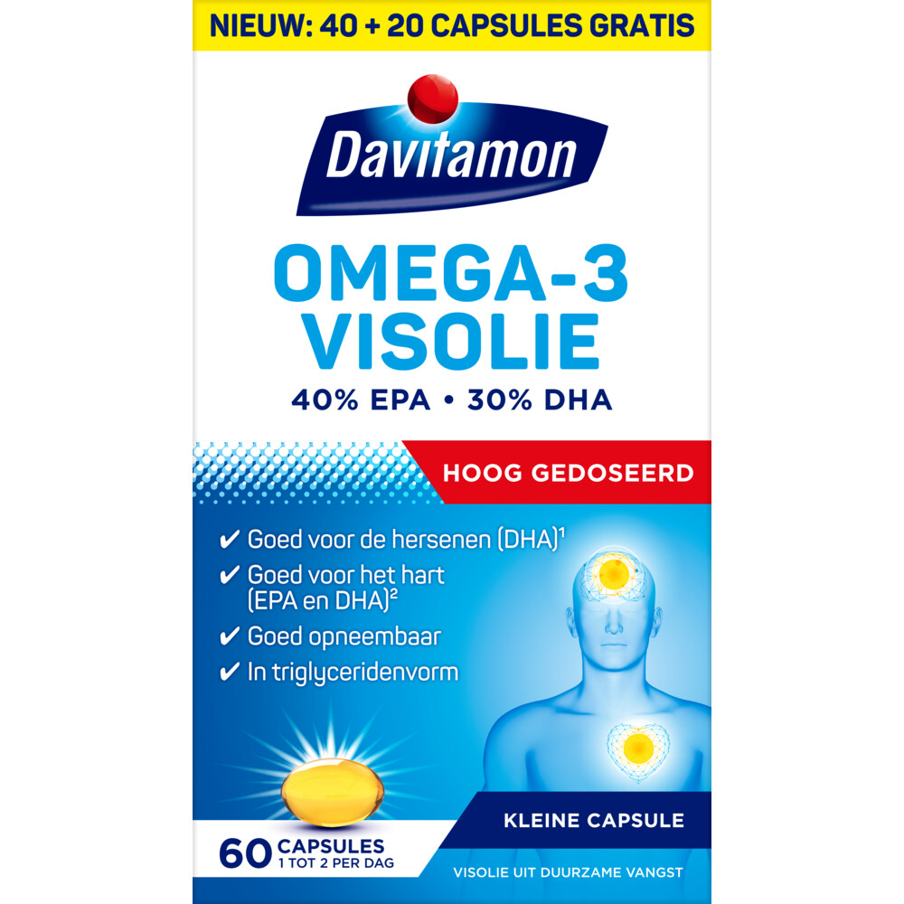 4x Davitamon Omega-3 Visolie 60 capsules