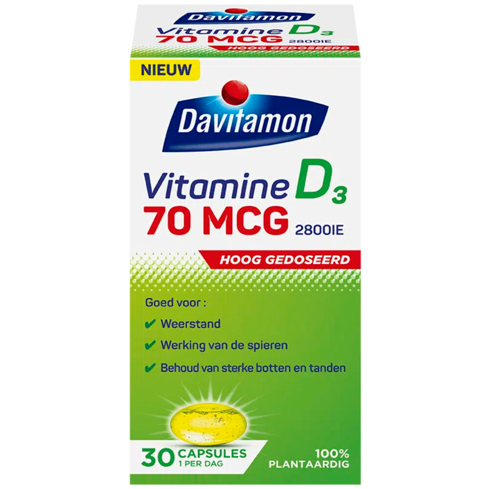 4x Davitamon Vitamine D3 70mcg 30 capsules