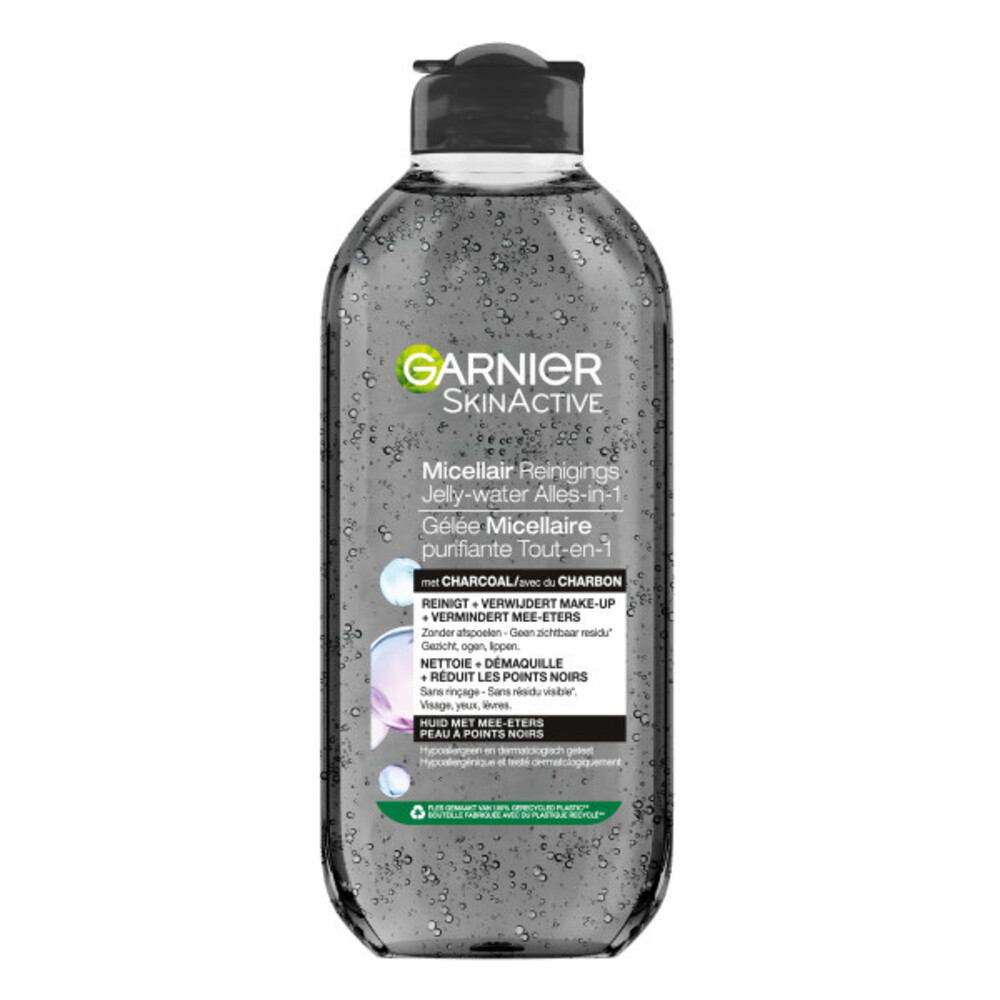 6x Garnier SkinActive Micellair Reinigingswater Jelly-water Alles-in-1 met Charcoal 400 ml