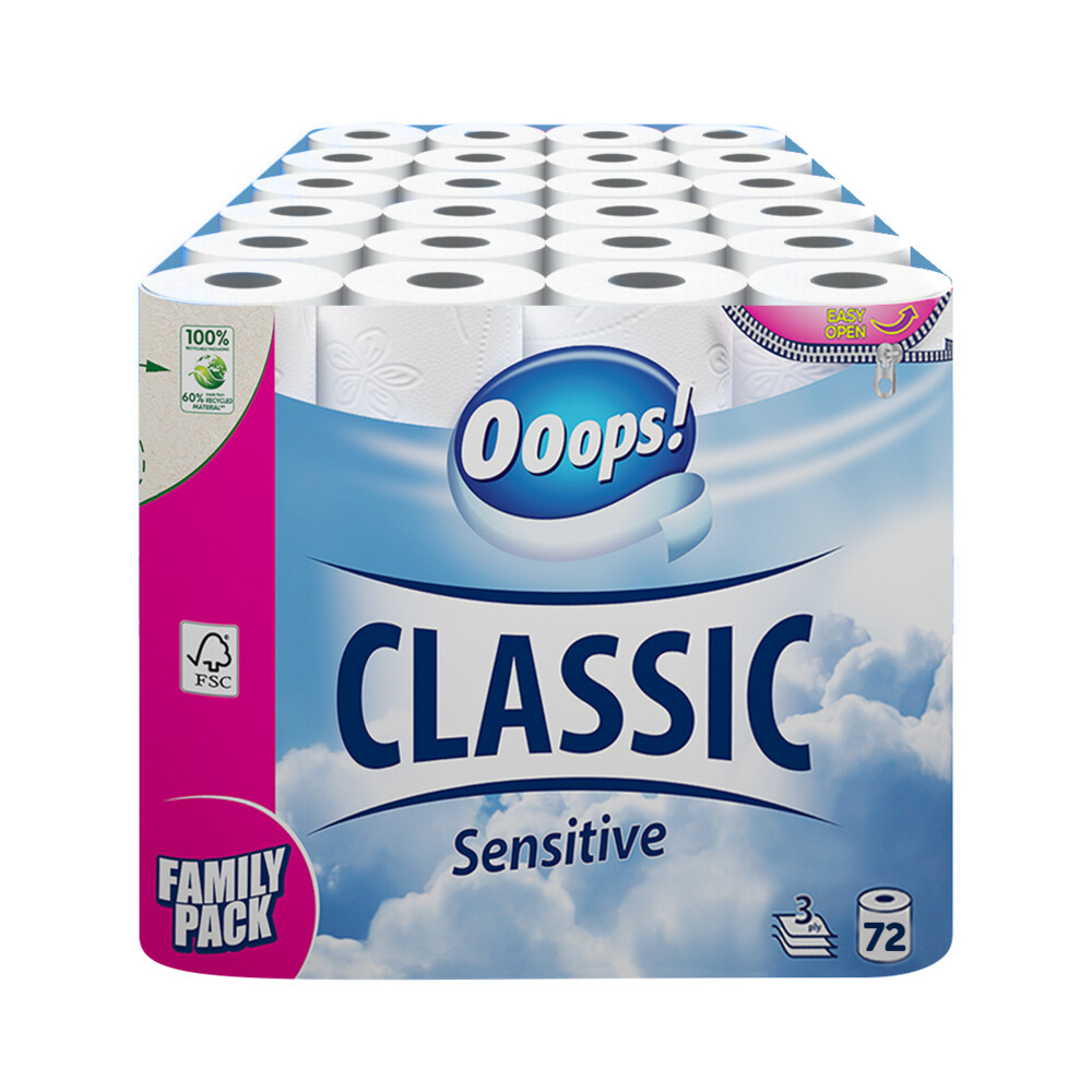 3x Ooops! Toiletpapier Classic Sensitive 3-laags 24 stuks