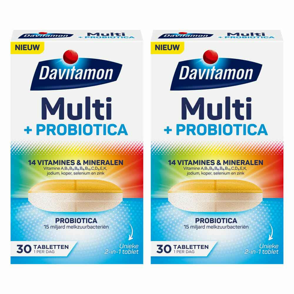 2x Davitamon Multi + Probiotica 30 tabletten