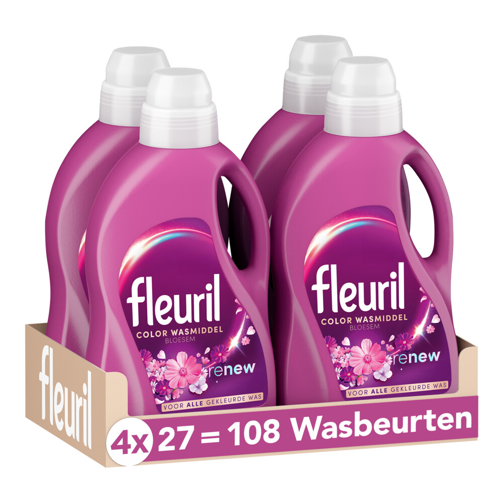 4x Fleuril Vloeibaar Wasmiddel Renew Bloesem 27 Wasbeurten 1,35 liter