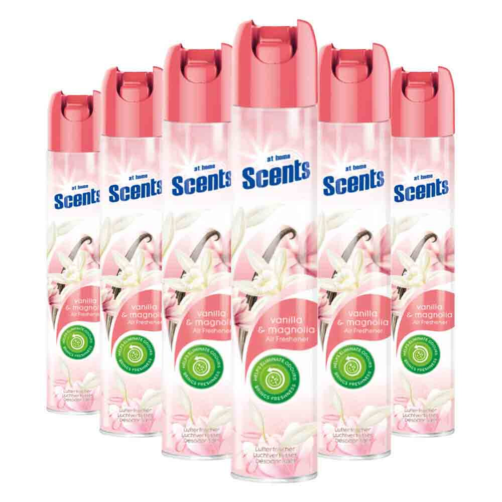 6x At Home Luchtverfrisser Spray Vanille en Magnolia 400 ml