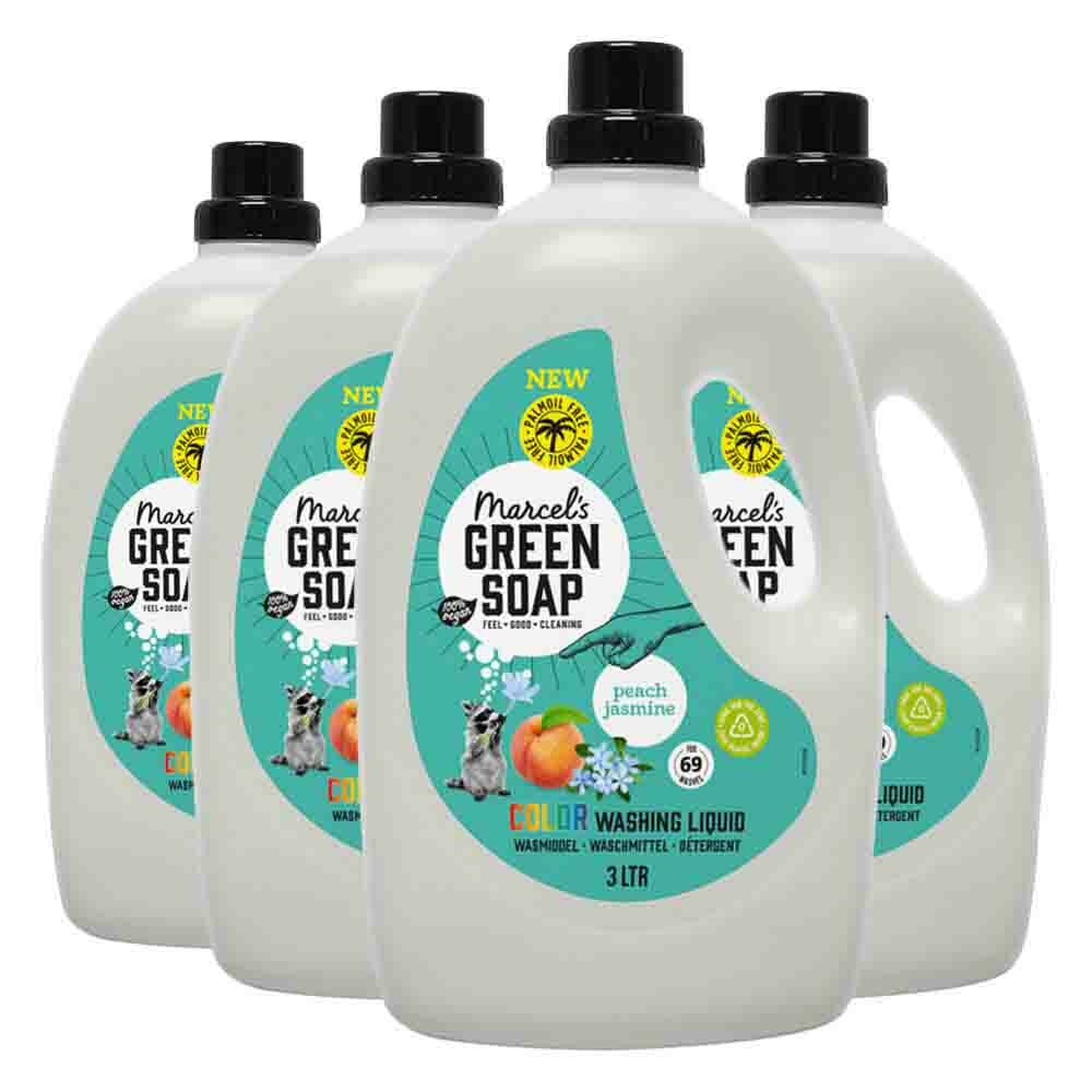 4x Marcel's Green Soap Vloeibaar Wasmiddel Perzik&Jasmijn 30 Wasbeurten 3 liter