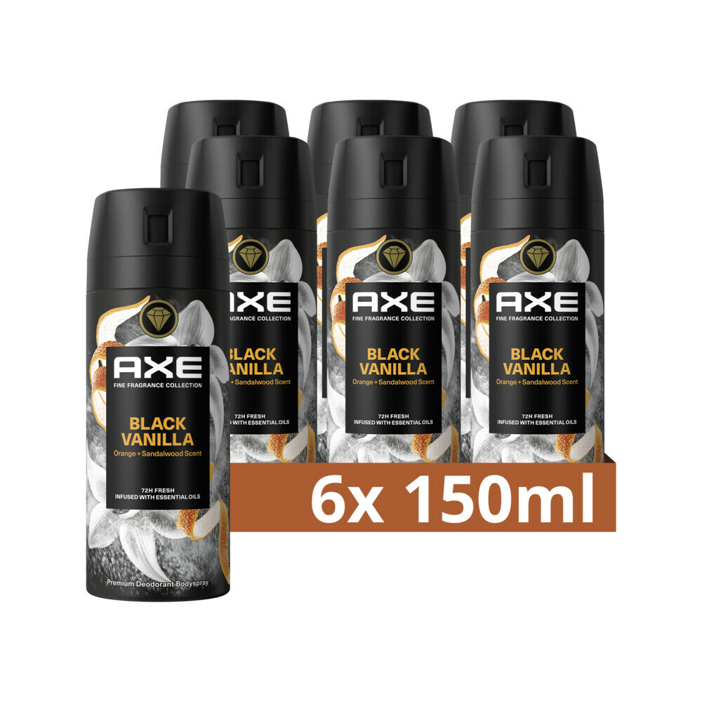 6x Axe Deodorant Bodyspray Black Vanilla 150 ml