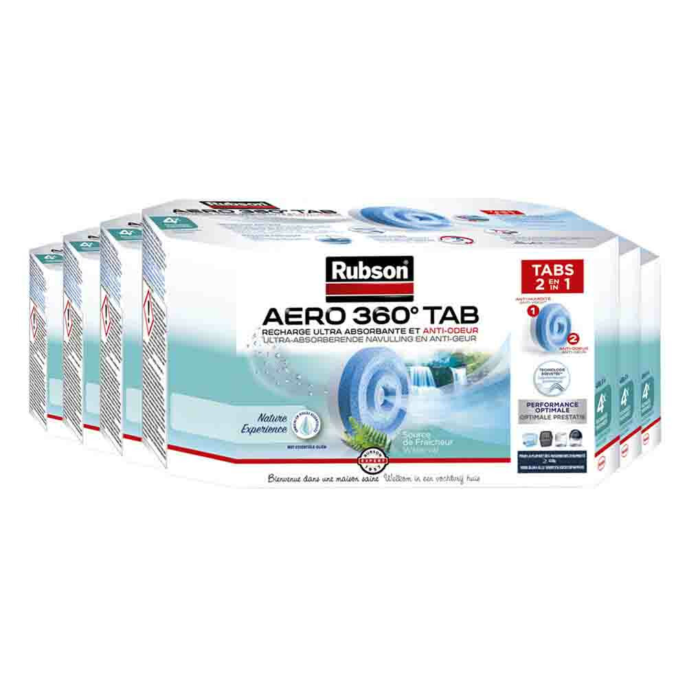 6x Rubson Vochtopnemer Navullingen AERO 360 Waterval 4 x 450 gr