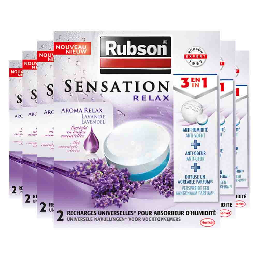 6x Rubson Vochtopnemer Navullingen Sensation Lavendel 2 x 300 gr