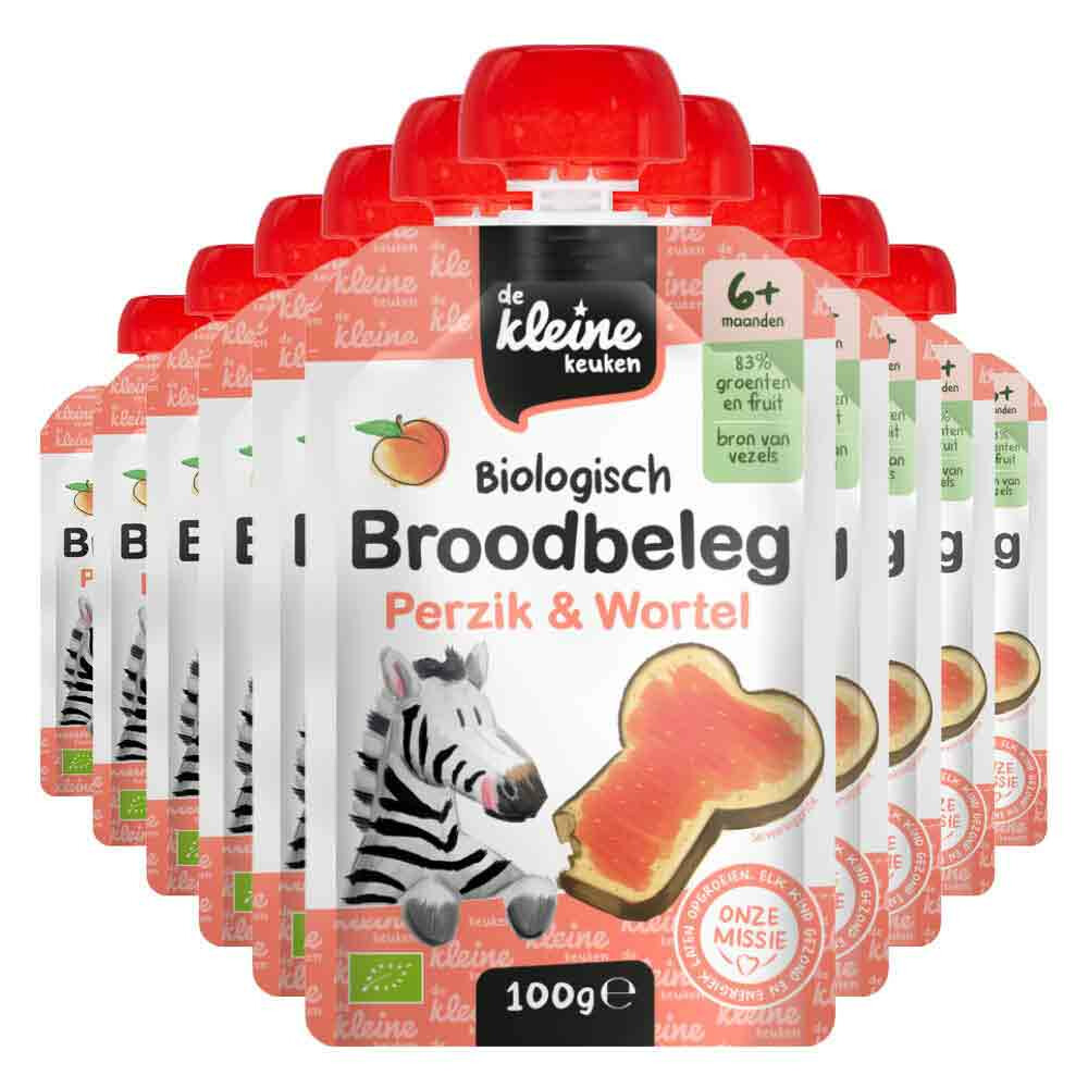 10x de Kleine Keuken Bio Broodbeleg Perzik&Wortel 100 gr