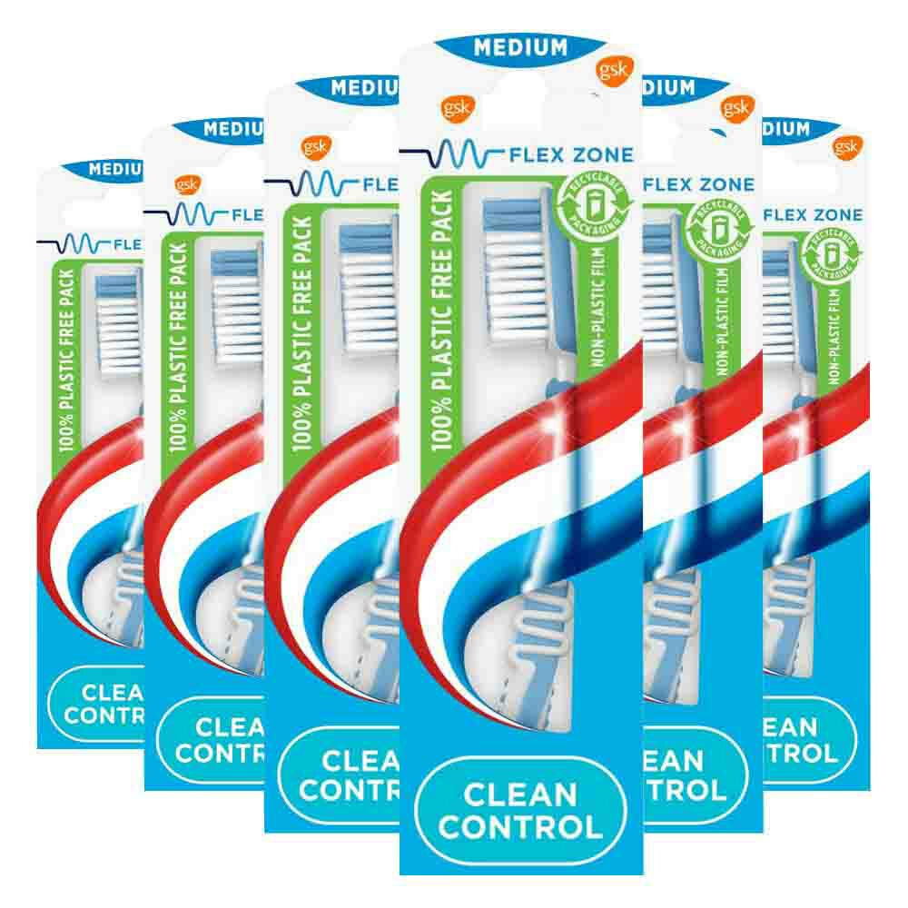 6x Aquafresh Tandenborstel Clean Control Medium