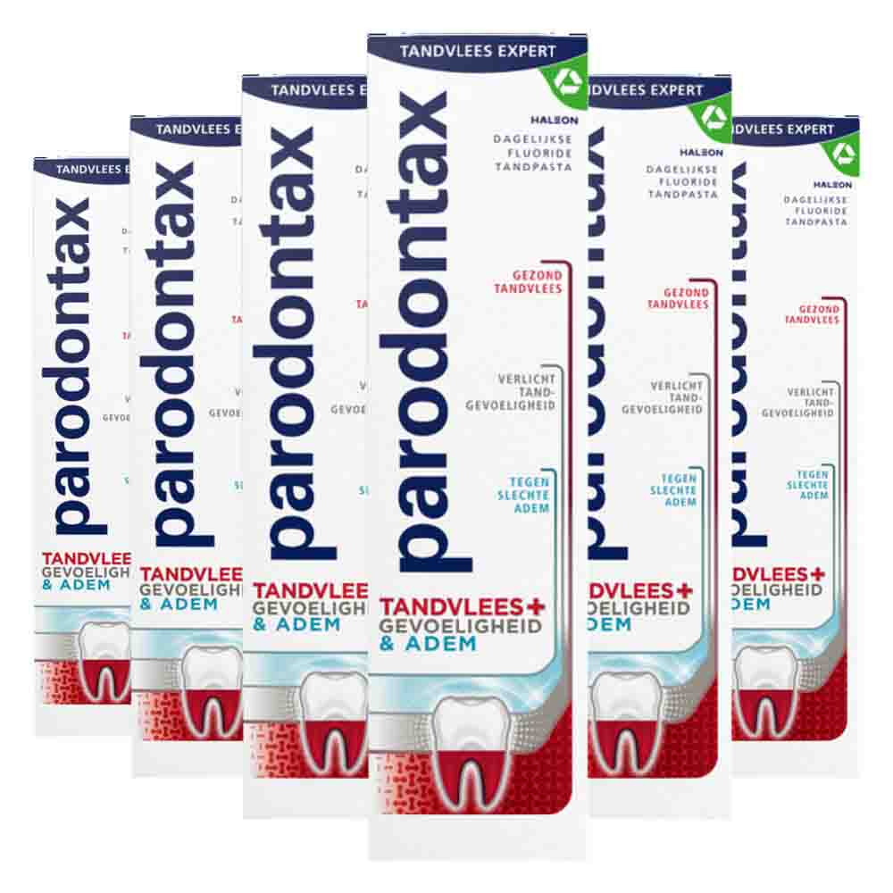 6x Parodontax Tandpasta Tandvlees+ Gevoeligheid & Adem 75 ml