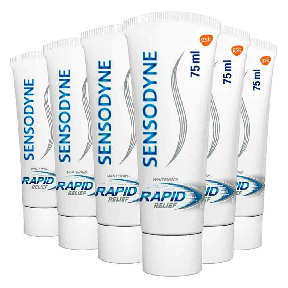 6x Sensodyne Tandpasta Rapid Relief Whitening 75 ml