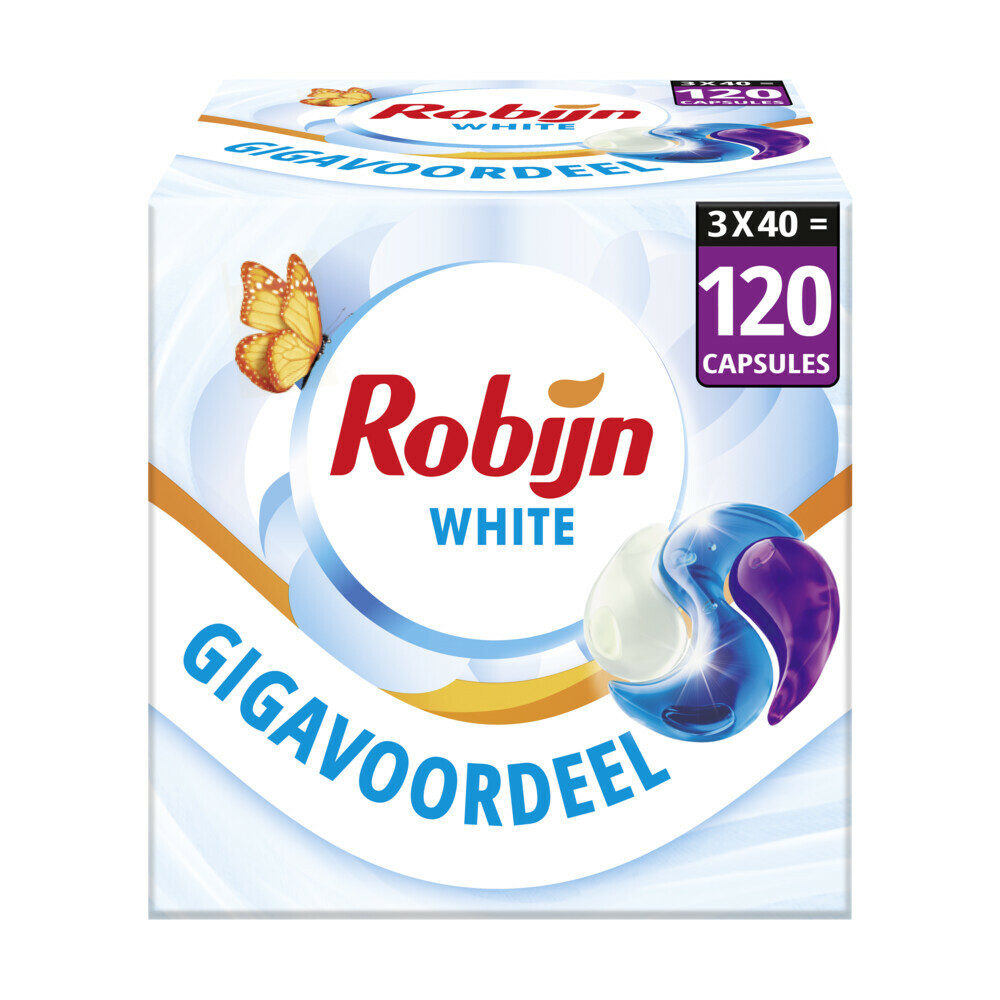 3x Robijn Wascapsules 3-in-1 Stralend Wit 40 stuks
