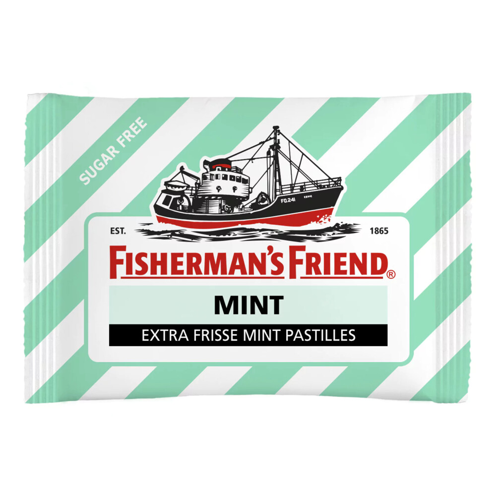 Fishermans Friend Strong Mint Suikervrij Groen-Wit Zak