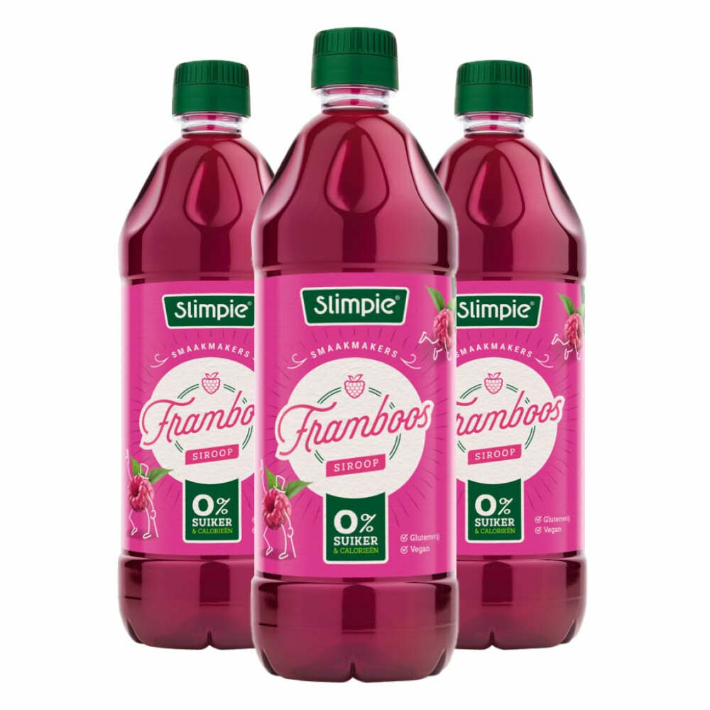 3x Slimpie Siroop Framboos 650 ml